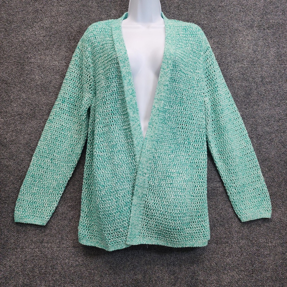NWT J.Jill Women's Wearever Cotton Open Cardigan Cottagecore Coastal Knit Soft L